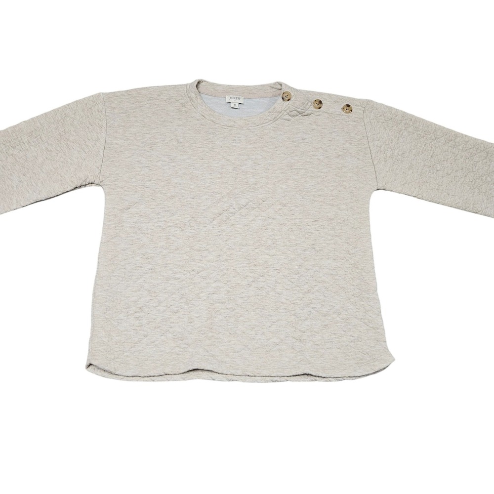 J Crew Quilted Button Shoulder Pullover Medium Be… - image 4